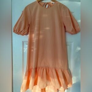 Topshop Peach Puff Sleeve Dress